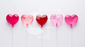 Intra Συλλεκτικό Ξύλινο Παζλ Plywood  4mm - Ροζ και κόκκινο μπαλόνια σε σχήμα καρδιάς σε ραβδιά Σε Ξύλινο Κουτί - Διαστάσεις: 10x10 cm – 25 κομμάτια