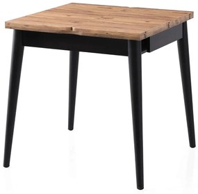 Τραπέζι Επεκτεινόμενο Totem 974NMB2224 80/160x80x75cm Pine-Black Μοριοσανίδα, Μέταλλο