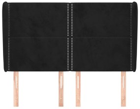 Κεφαλάρι με Πτερύγια Μαύρο 147x23x118/128 εκ. Βελούδινο 3117866