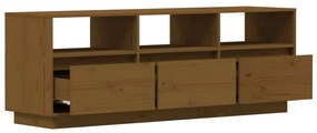 vidaXL Έπιπλο Τηλεόρασης Καφέ Μελί 140x37x50 εκ. από Μασίφ Ξύλο Πεύκου