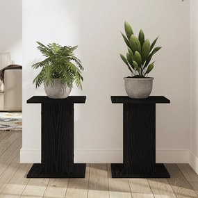 vidaXL Ράφι φυτών 2 τεμ Μαύρη Δρυς 30x30x40 εκ Κατασκευασμένο ξύλο