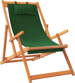 vidaXL Καρέκλες Παραλίας Πτυσσόμενες 2 τεμ. Πράσινες Υφασμάτινες