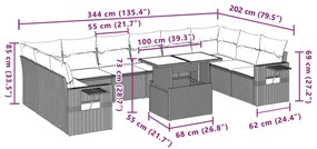 Σαλόνι Κήπου Σετ 11 τεμ. Μπεζ Συνθετικό Ρατάν με Μαξιλάρια - Μπεζ