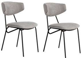 Καρέκλα Nancy (Σετ 2Τμχ) 566WYL1137 48x59x80cm Grey-Black Μέταλλο,Ύφασμα