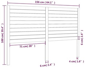 Κεφαλάρι Κρεβατιού Μαύρο 156 x 4 x 100 εκ. Μασίφ Ξύλο Πεύκου - Μαύρο