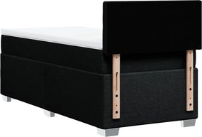 vidaXL Κρεβάτι Boxspring με Στρώμα Μαύρο 90x200 εκ. Υφασμάτινο