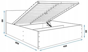 Κρεβάτι  Μπαούλο Panamax  Grey με Στρώμα  160×200cm