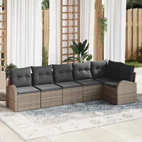 vidaXL Σετ Καναπέ Κήπου με μαξιλάρι 6 pcs Γκρι Πολυ ράταν