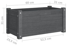 Ζαρντινιέρα Γκρι 60 x 31 x 31 εκ. από Μασίφ Ξύλο Πεύκου - Γκρι