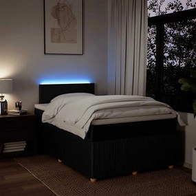 vidaXL Κρεβάτι Boxspring με Στρώμα Μαύρο 120x200 εκ. Υφασμάτινο