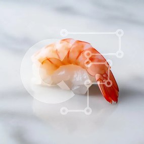 Σετ των 2 Intra Συλλεκτικό Ξύλινο Παζλ Plywood 4mm - Γκουρμέ σούσι γαρίδων σε λευκή επιφάνεια Σε Ξύλινο Κουτί - Διαστάσεις: 10x10 cm – 25 κομμάτια