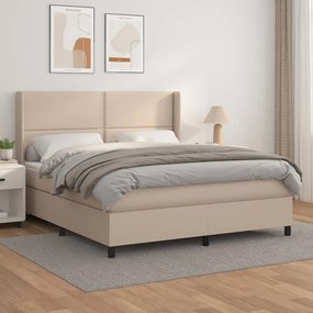 Κρεβάτι Boxspring με Στρώμα Καπουτσίνο 180x200 εκ. Συνθ. Δέρμα - Καφέ