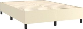 vidaXL Κρεβάτι Boxspring με Στρώμα Κρεμ 140x190εκ. από Συνθετικό Δέρμα