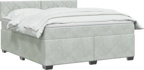 vidaXL Κρεβάτι Box Spring με Στρώμα και LED Ανοιχτό γκρι 140 x 190 cm