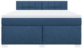 vidaXL Κρεβάτι Boxspring με Στρώμα Μπλε 180x200 εκ. Υφασμάτινο