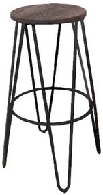 ARCO Wood Σκαμπό Bar, Μέταλλο Βαφή Antique Black, Ξύλο Απόχρωση Dark Oak  Φ52cm H.76cm ( Κάθισμα Φ33cm) [-Μαύρο/Καρυδί-] [-Μέταλλο/Ξύλο-] Ε5207,10