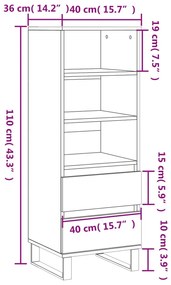 Ντουλάπι Γκρι Sonoma 40x36x110 εκ. από Επεξεργασμένο Ξύλο - Γκρι