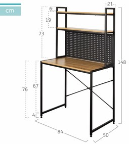 Γραφείο με ράφια Max Home Χάλυβας μελαμίνη τσιπ - ματ 84 x 148 x 50 cm