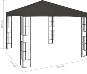 vidaXL Κιόσκι Ανθρακί 3 x 3 μ.