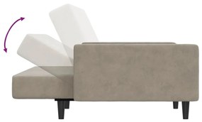 Καναπές Κρεβάτι Διθέσιος Ανοιχτό Γκρι Βελούδινος - Γκρι