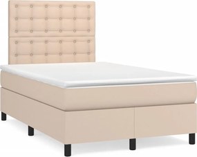 vidaXL Κρεβάτι Boxspring Στρώμα&amp;LED Καπουτσίνο 120x190 εκ. Συνθ. Δέρμα