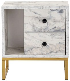 Κομοδίνο Glimmer 241NRD1409 45,2x29,5x50cm Marble Effect White-Gold