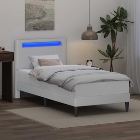 vidaXL Σκελετός Κρεβατιού με κεφαλάρι Λευκό 80 x 200 cm Τεχνητό Δέρμα