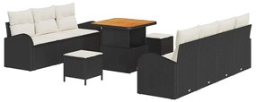 vidaXL Σετ Καναπέ Κήπου με μαξιλάρι 10 pcs Μαύρο Πολυ ράταν