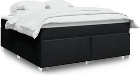 vidaXL Κρεβάτι Boxspring με Στρώμα Μαύρο 180x200 εκ. Υφασμάτινο