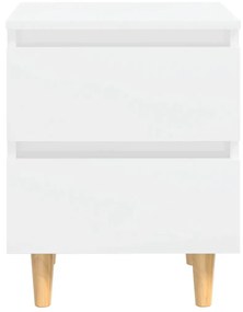 vidaXL Κομοδίνο Γυαλ. Λευκό 40 x 35 x 50 εκ. με Πόδια από Ξύλο Πεύκου