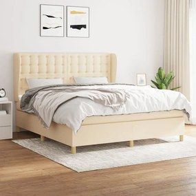 vidaXL Κρεβάτι Boxspring με Στρώμα Κρεμ 160x200 εκ. Υφασμάτινο