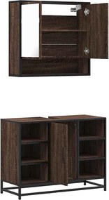 vidaXL Σετ Επίπλων Μπάνιου 2 Τεμαχίων Καφέ Δρυς από Τεχν. Ξύλο