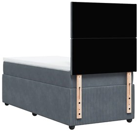 vidaXL Κρεβάτι Boxspring με Στρώμα Σκούρο Γκρι 100x200 εκ. Βελούδινο