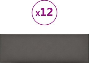 vidaXL Κεφαλάρι Τοίχου 12 pcs Γκρι 90 x 30 cm ύφασμα