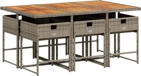 vidaXL Σετ Τραπεζαρίας Κήπου 7 τεμ. Γκρι Συνθ. Ρατάν με Μαξιλάρια