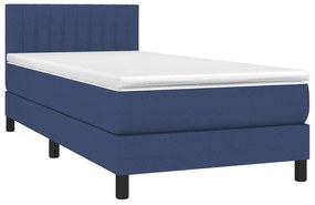 Κρεβάτι Boxspring με Στρώμα Μπλε 80x200 εκ. Υφασμάτινο - Μπλε