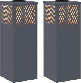 vidaXL Ηλιακό LED Φως Δρόμου 2 pcs Ανθρακί Κρύο Ρολαρισμένο Χάλυβα