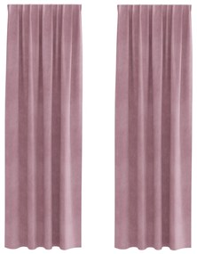 vidaXL Curtains Blackout  με Ταινία κορυφής 2 τμχ Ροζ βελούδο