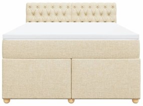 Κρεβάτι Boxspring με Στρώμα Κρεμ 140x200 εκ. Υφασμάτινο - Κρεμ