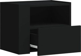 vidaXL Κομοδίνο Επιτοίχιο Μαύρο 45x30x35 εκ.