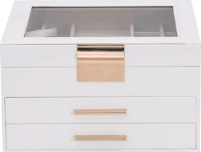 vidaXL Κουτί Κοσμημάτων 3 Επιπέδων Λευκό 23x20,5x14 εκ.