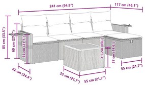 Καναπές Κήπου 6 Τεμαχίων Μαύρο από Συνθετικό Ρατάν με Μαξιλάρια - Μαύρο