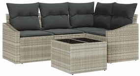 vidaXL Σέτ φαγητού για κήπο με μαξιλάρι 5 pcs Ανοιχτό γκρι