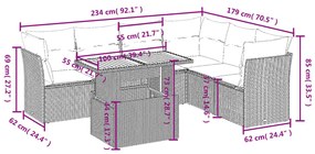 vidaXL Καναπές Σετ 7 Τεμαχίων Μαύρο Συνθετικό Ρατάν με Μαξιλάρια