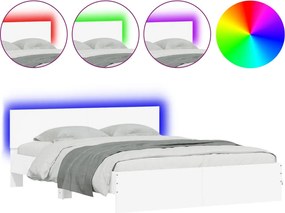 vidaXL Πλαίσιο Κρεβατιού με Κεφαλάρι/LED Λευκό 160x200 εκ.