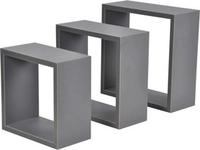ΡΑΦΙΈΡΕΣ/ΡΆΦΙΑ ΤΟΊΧΟΥ SET OF 3 NESTED CUBES MDF 23/26,5/30CM ANTHRACITE
