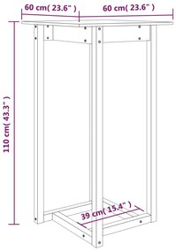 vidaXL Τραπέζι Μπαρ Λευκό 60 x 60 x 110 εκ. από Μασίφ Ξύλο Πεύκου