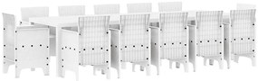 vidaXL Σέτ φαγητού για κήπο 13 pcs Λευκό Πολυ ράταν