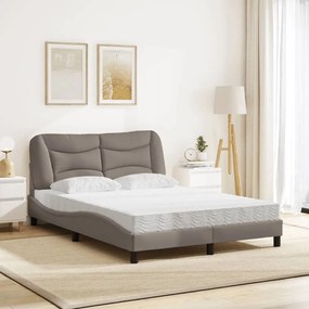 vidaXL Κρεβάτι με Στρώμα Hvar Taupe 140x200 εκ. Υφασμάτινο