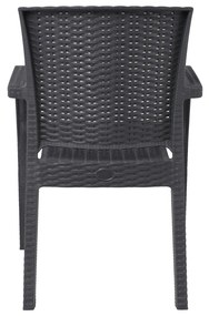LORA-Pro Πολυθρόνα Στοιβαζόμενη, PP (Rattan Look) Απόχρωση Ανθρακί 58x61x87cm